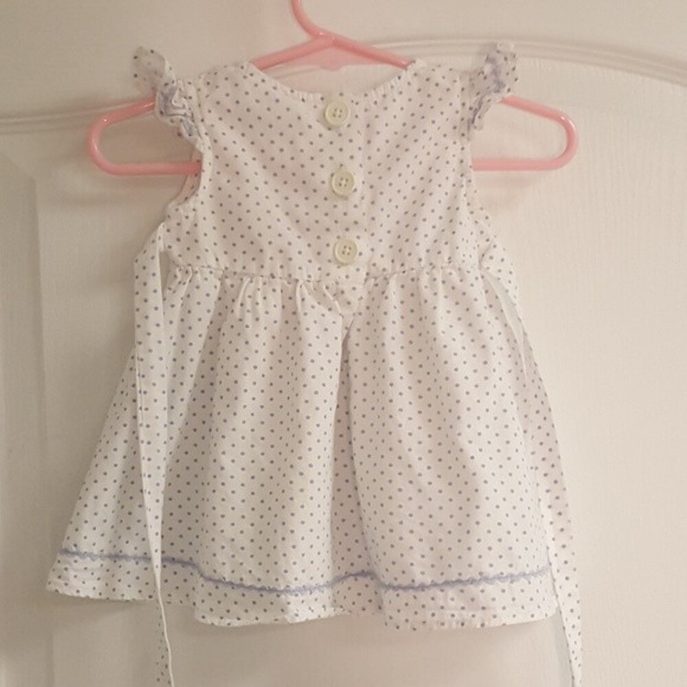New Potatoes Whale Polka Dot Blue White Sun Dress Nautical - Picture 4 of 6